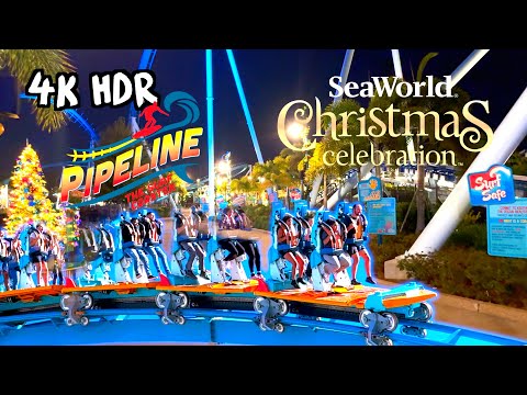 Pipeline: Surf Coaster (Christmas POV) SeaWorld Orlando