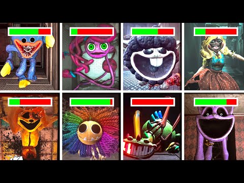 Poppy Playtime Chapters 1,2,3,4 - All BOSSES With HEALTHBARS