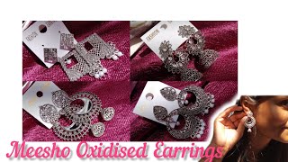 Meesho Oxidised Earrings haul for girls stylish latest design earrings 🪞❤️✨ #meesho #earringhaul