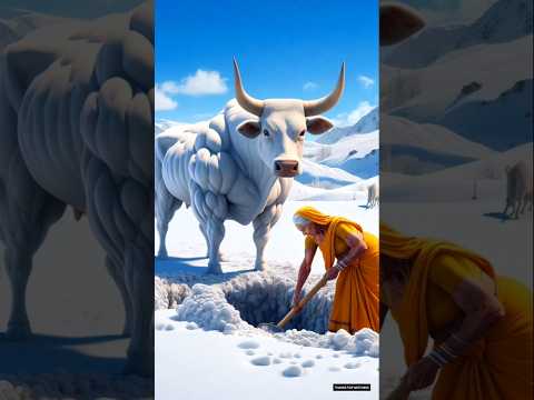 See how the grandmother and the cow raised fish in the snow! #ai #grandmother #cow