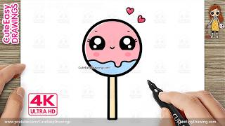 How to Draw a Super Cute Kawaii Lollipop | Easy Step by Step for Kids and Toddlers 