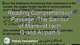 Reading Comprehension Passage: The Saviour of Mankind (with Q and A) part-5
