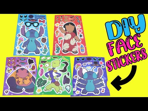 Lilo and Stitch Movie DIY Silly Face Stickers with Pleakley, Jumba, Nani Dolls