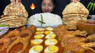 FISH CURRY, CHICKEN CURRY,EGG MASALA, VEGETABLE EGG OMLETTE WITH RICE 😋🤤 BIG BITES 🌶️ FOOD VIDEOS 🥵