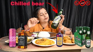 BIGBITES, EATING RICE WITH CHILLED BEER , SPICY CHICKEN KOSHA, AND JACKFRUIT CURRY