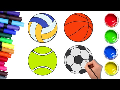 🏀How To Draw And Color Sports Balls⚽| Easy Drawing And Coloring For Kids | HooplaKidz How To