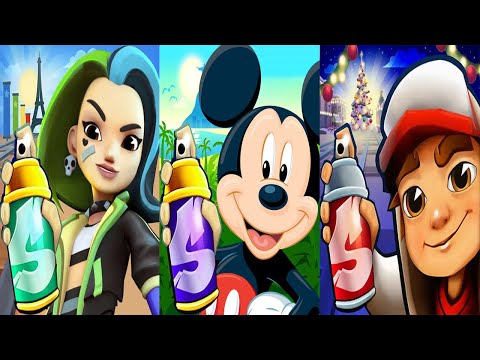 Subway Surfers Winter Wonderland Elf Tricky Candy outfit vs Mickey Mouse vs Skye Run Gameplay HD