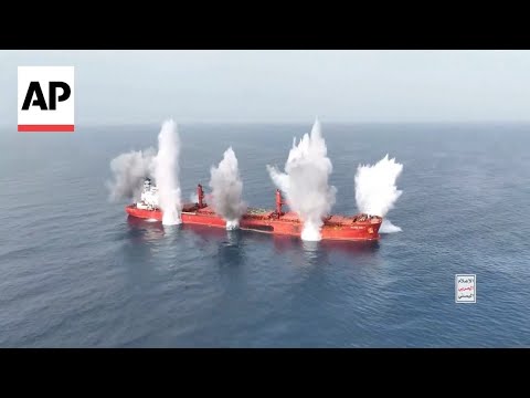 YouTube video thumbnail: Yemen's Houthi Rebels Release Video of Their Deadly Attack on Cargo Ship in Red Sea