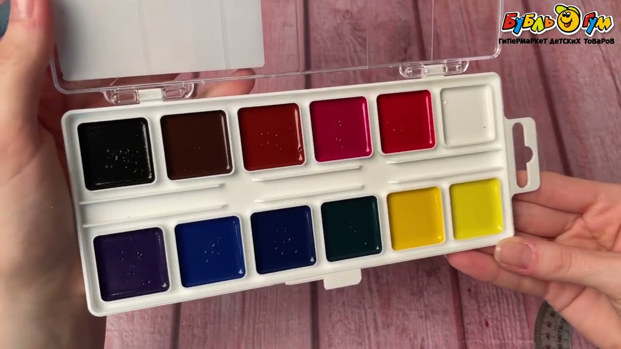 Акварель медовая ГАММА без кости 12цветов - видео