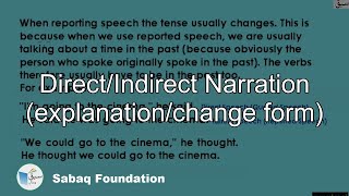 Direct/Indirect Narration (explanation/change form)