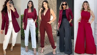 COMBINACIONES MODERNAS USANDO PRENDAS DE MODA EN COLOR VINO 2024/2025!!!