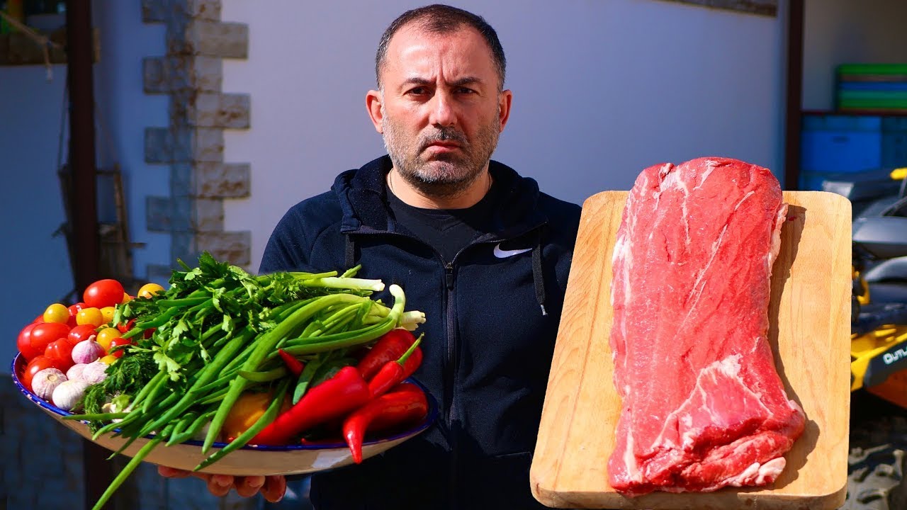 Жарим большой кусок мяса на сковороде