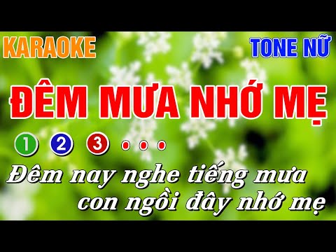 ĐÊM MƯA NHỚ MẸ Karaoke Tone Nữ – Beat Chuẩn Nhạc Sống Rumba || Trung Hiếu Karaoke