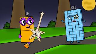 Numberblocks 2 annoyed Numberblocks 50 by taking his guitar - Numberblocks fanmade coloring story