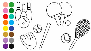 DEPORTES 7 aprender a dibujar y colorear para niños pequeños - Dibujos para niños