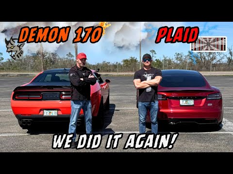 Tesla Plaid vs Demon 170 - Monster Rematch!  Impossible for the Demon to Win?