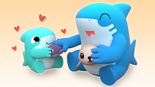 SHARING is caring SONG! BABY SHARK, don't borrow a toy without asking first! - Good Manners for Kids