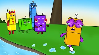 Numberblocks 2 ran home crying without wearing shoes - Numberblocks fanmade coloring story