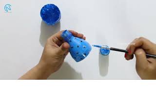 How to Make Flower vase with Plastic Bottle | Bottle Crafts | Handmade Flower vase | Trending Crafts