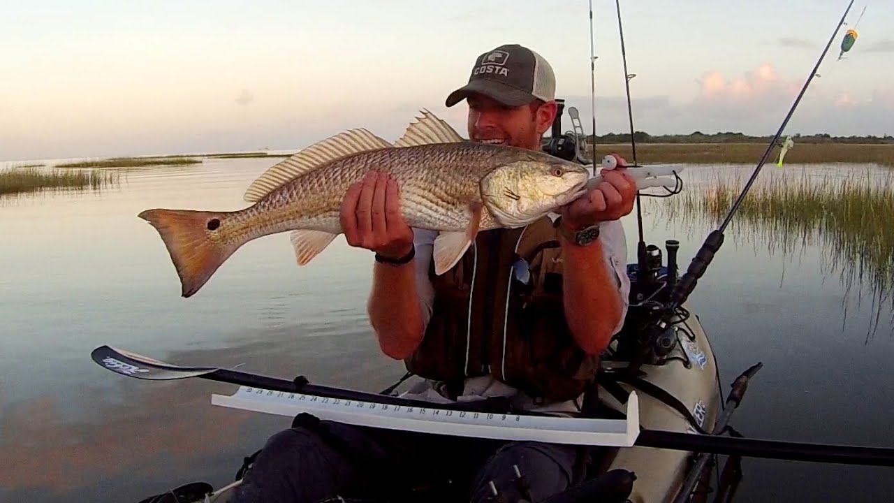 Kayak Fishing: Huge Slot Redfish Snaps Rod