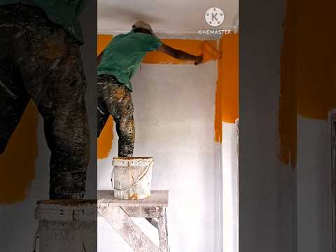 Asian paint yellow colour Apply 1st cote colour cord  x219  #shorts #viral #painting #art #wallpaint