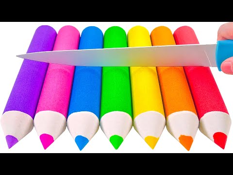 Satisfying Video | How To Make Rainbow Pencil From Kinetic Sand Cutting ASMR | Yo Yo Candy