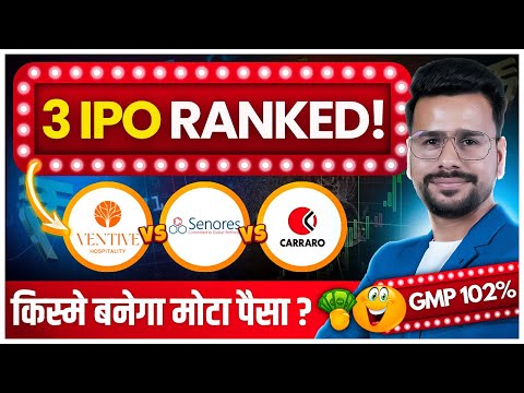 All 8 IPO GMP Today | Senores Pharma IPO Vs Ventive Hospitality IPO Vs Carraro India IPO Review