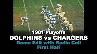 1981 AFC Playoffs Chargers at Dolphins; Edit with Radio Call - First Half
