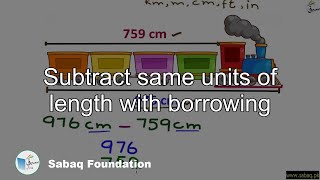 Subtract same units of length with borrowing