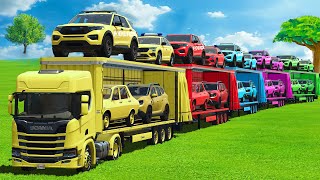 TRANSPORTING CONVOY POLICE CARS, DACIA, FORD & SKODA CARS WITH TRUCKS - FS25