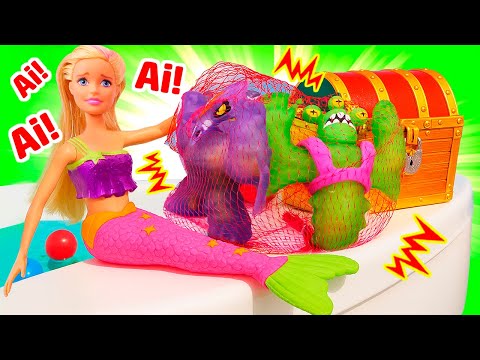 Paola, boneca de sereia e animais do fundo do mar!👩🧜‍♀️🐠 Mistério dos monstros marinhos!🗝👾