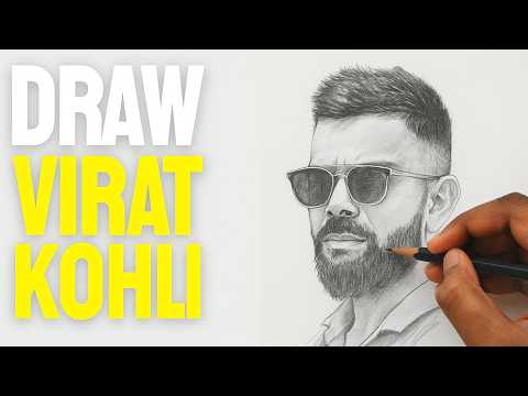 Draw Virat Kohli Step by Step | Easy Freehand Tutorial (English Caption)