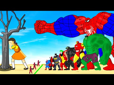 Evolution Of HULK & SPIDERMAN, BATMAN, VENOM, DEADPOOL Playing Squid Game 2 Animation| 어몽어스 오징어 게임 2