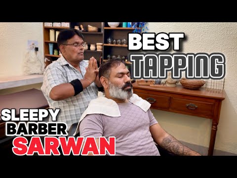 Asmr head massage therapy with best tapping asmr by old school barber Sarwan.