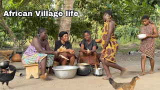 We  cooked Ghanaian AUTHENTIC FOOD with CORN and PALMNUT SOUP from scratch in the VILLAGE|APRAPRANSA