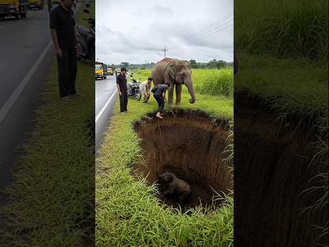 Villagers save baby elephant from deep hole