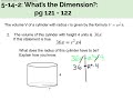 Volume and Dimensions of Cylinders
