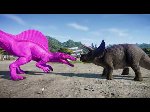 Pink T-Rex vs Pink Spinosaurus Basic Dinosaurs Jurassic World Evolution Dinosaurs Fighting