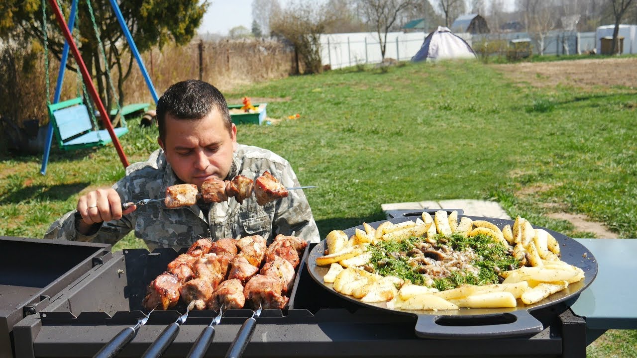 Мой любимый рецепт шашлыка картофель с грибами на садже