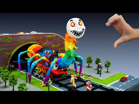 ✋ Making THOMAS.EXE SPIDER RAINBOW | Leovincible &Trevor Henderson Creatures with Clay