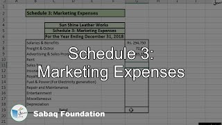 Schedule 3: Marketing Expenses