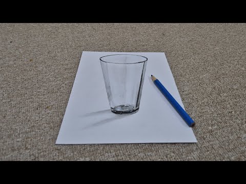 3d drawing glass on paper for beginner