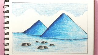 Menggambar pemandangan yang sangat mudah - How to draw simple scenery 