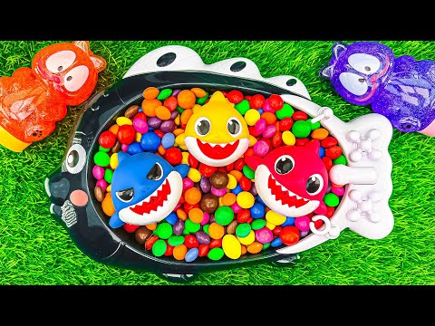 ASMR Satisfying | Magic Pop It & 3 Shark Color with Mixing Candy in Fish Bathtub Cutting Video #98