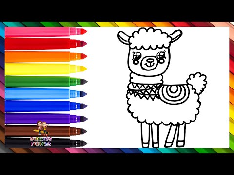 Dibuja y Colorea Una Linda Llama 🌵🦙🌵🌈 Dibujos Para Niños