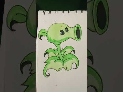 I tried to draw and color a plants vs zombie peashooter #coloring #drawing #colormarkers