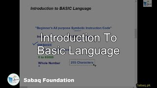 Introduction to BASIC Language