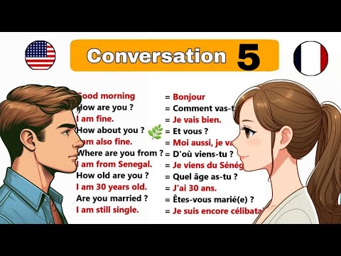 Conversation 5 anglais-français / Anglais facile | ✪✪easy sentences to learn french 🌿