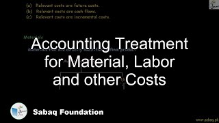 Accounting Treatment for Material, Labor and other Costs