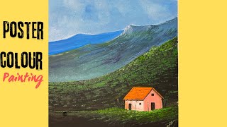 Poster colour landscape painting 😍#landscapeart #video #youtube #painting 